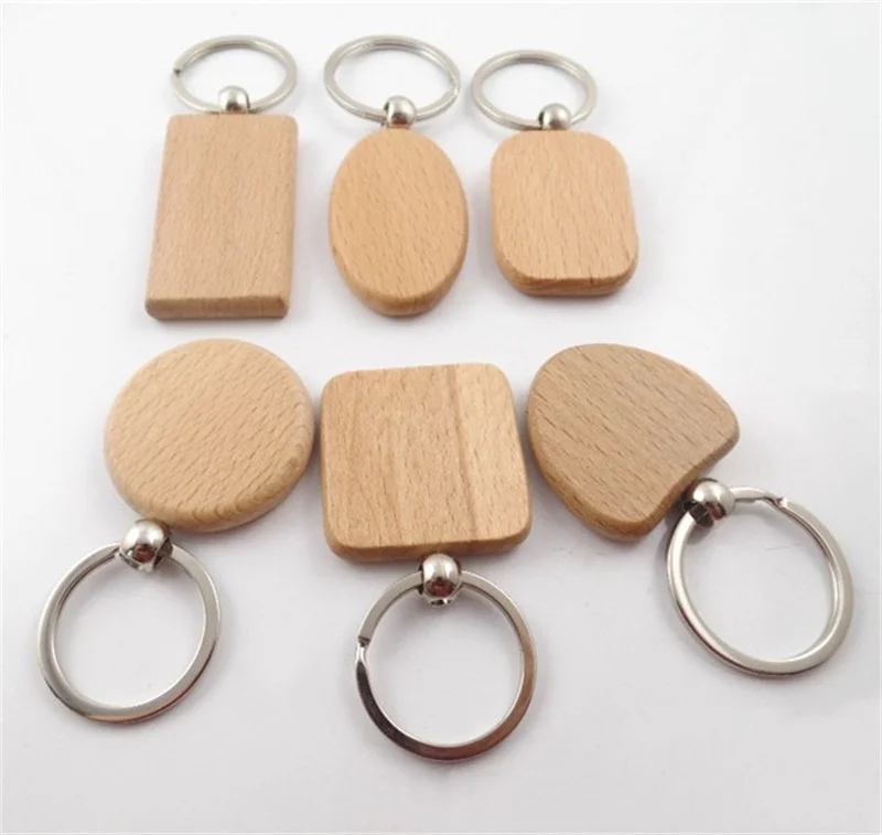 5Pcs Wooden Keychain Record Closure Rectangular Rectangle Engraving Blanks Key Ring Parts For DIY Best Gift Craft Ornaments