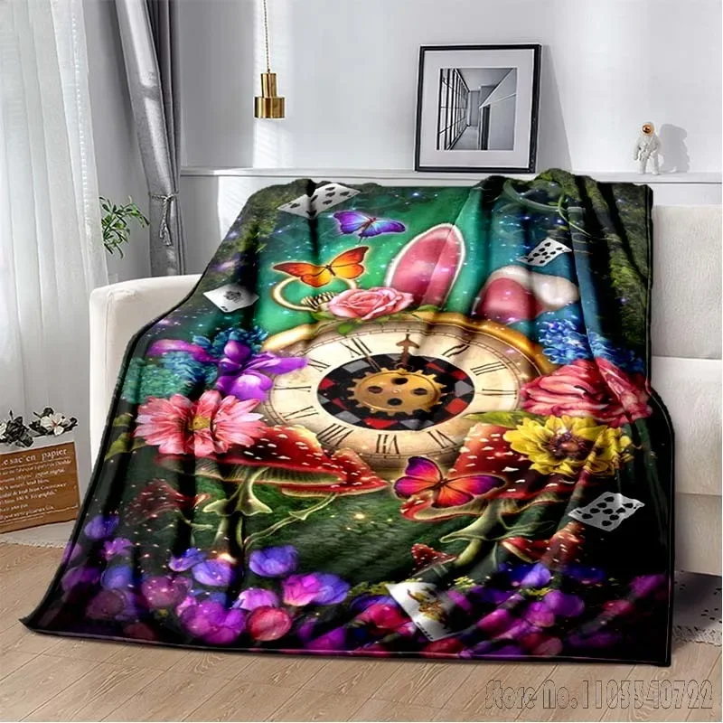 Disney Alice in Wonderland Animal Cartoon Print Blanket Travel Picnic Blanket Children's Adult Household Blankets Gift