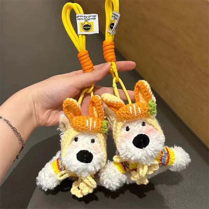 1PC Cute West Highland White Terrier Plush Pendant Bag Charm Cartoon Scribble Puppy Plush Doll Keychain Gifts