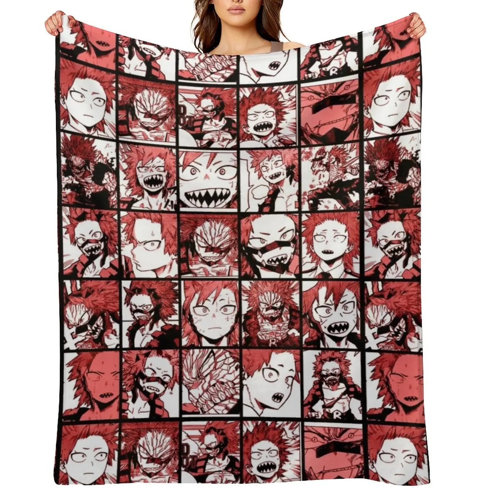 

BNHA Kirishima collage - color version Throw Blanket Cute Plaid manga Thermal Winter beds Blankets