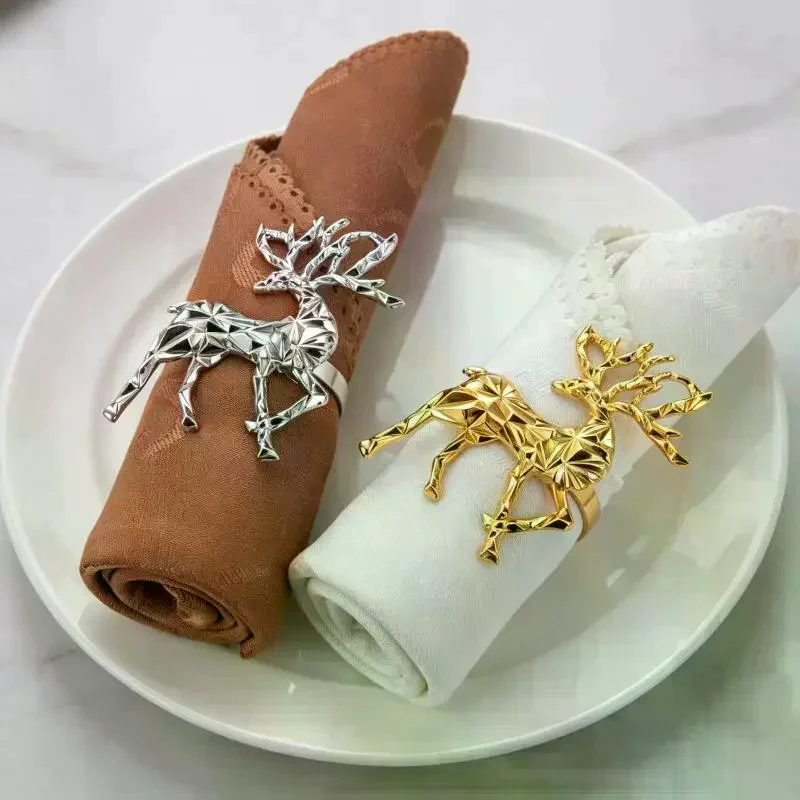 Christmas Napkin Rings Gold Reindeer Used For Holiday Parties Christmas Wedding Thanksgiving Home Dinner Table Decoration