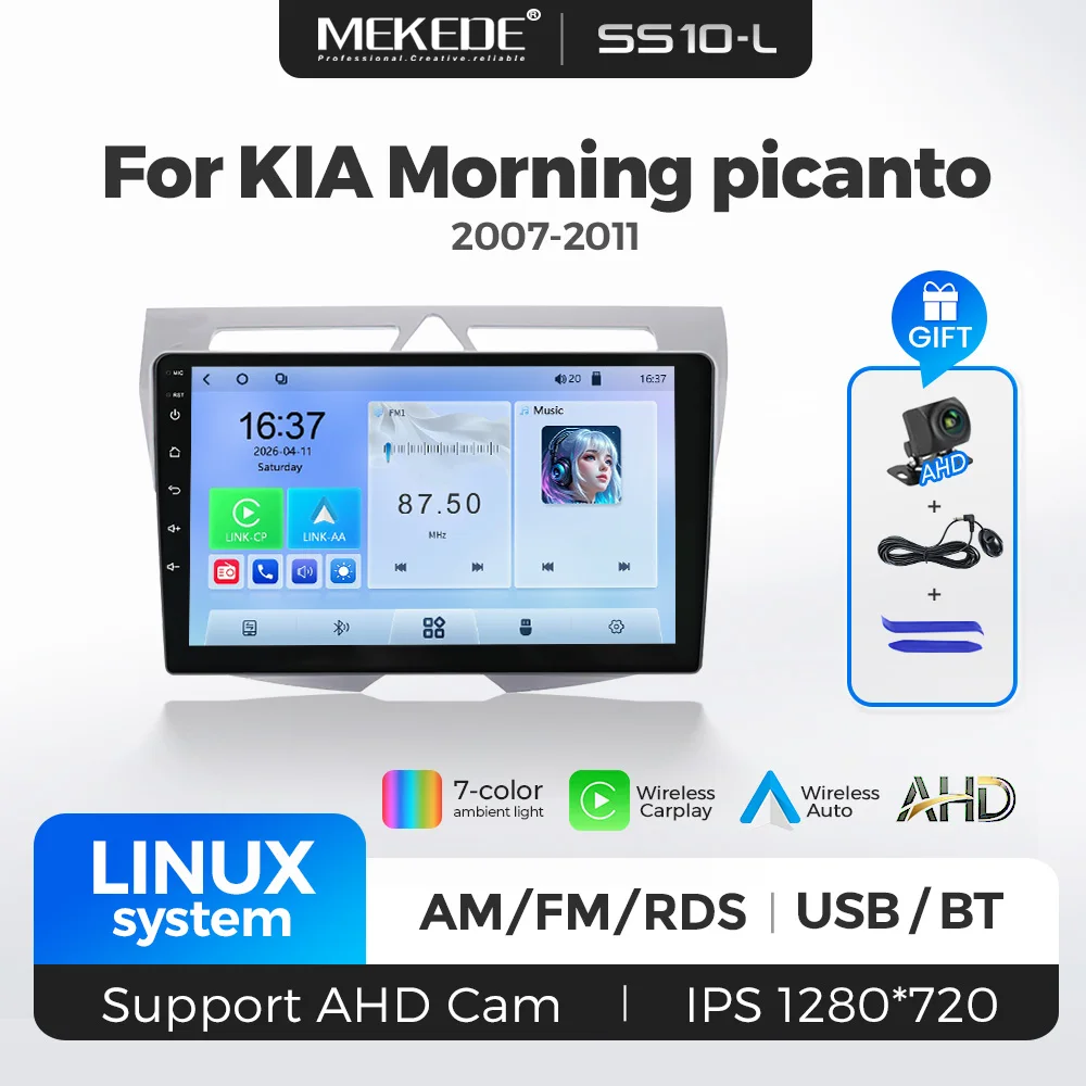Linux Car Radio For Kia Morning Picanto 2007-2011 Wireless CarPlay Android Auto WIFI FM GPS Navigation Multimedia Video Player