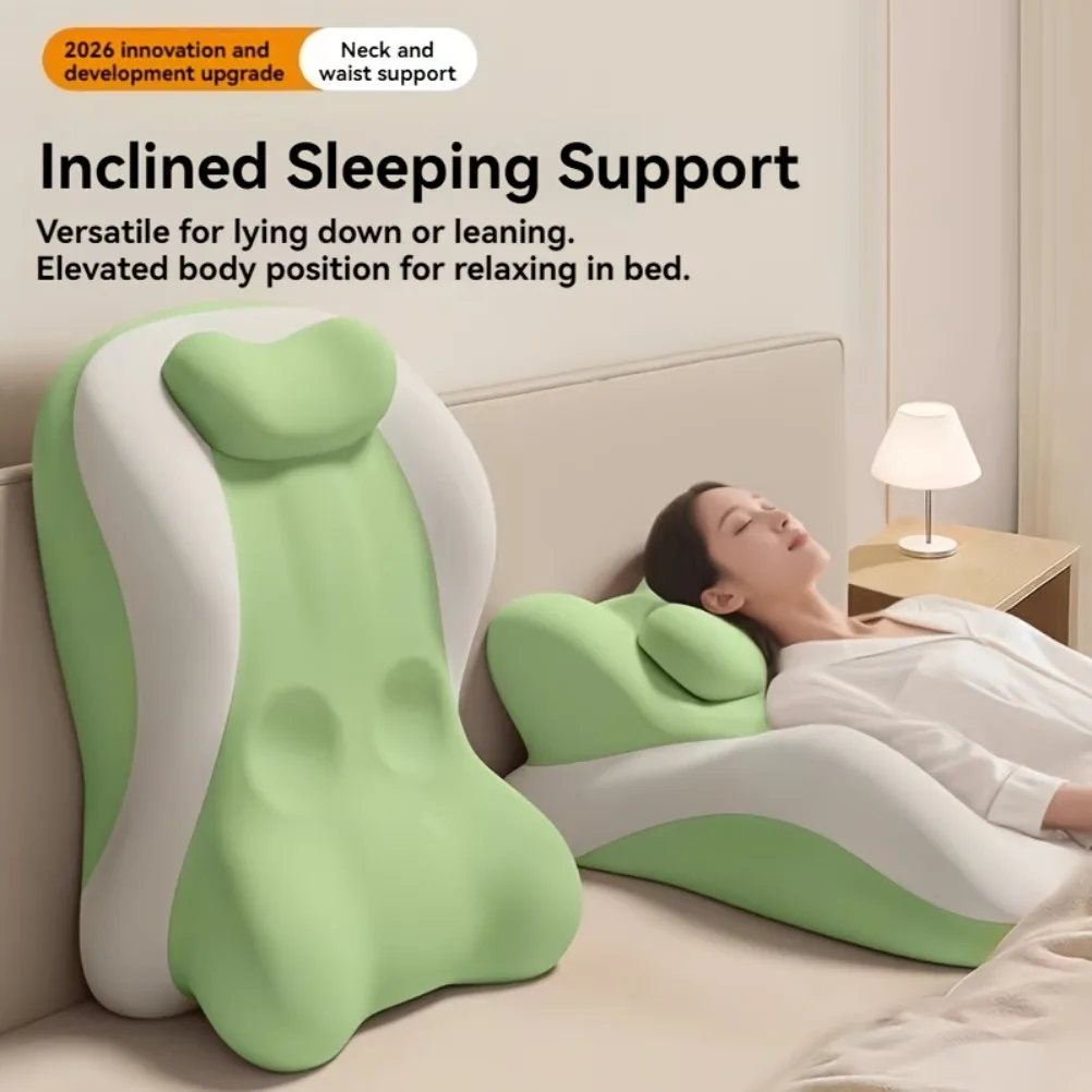 Multi-Use Ergonomic Wedge Pillow with Adjustable Headrest for Bed Sitting Reading & Leg Elevation Support bolster