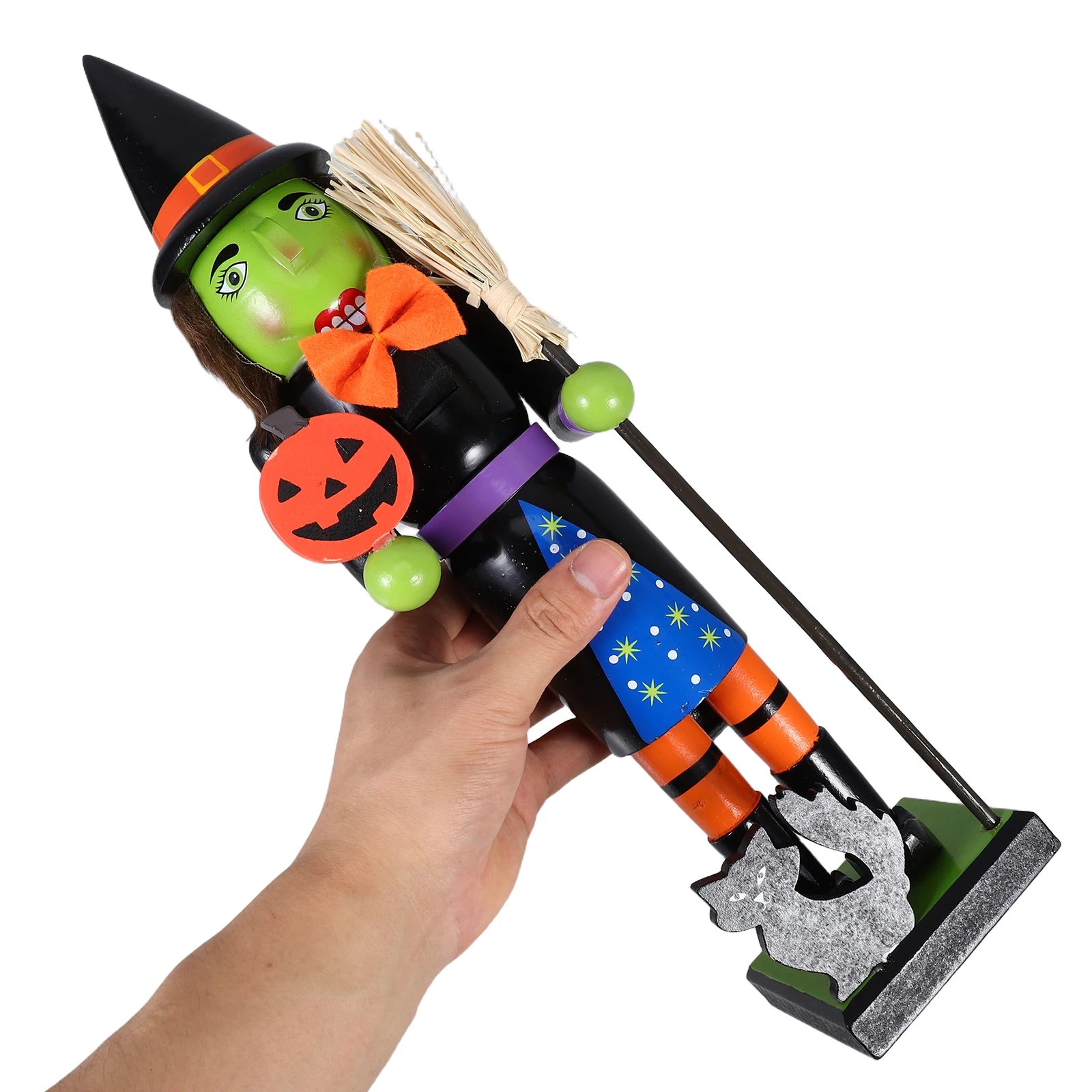 

Halloween Wooden Nutcracker Pumpkin Figure Jack-O-Lantern Nutcracker Decoration Spooky Indoor Halloween Collection