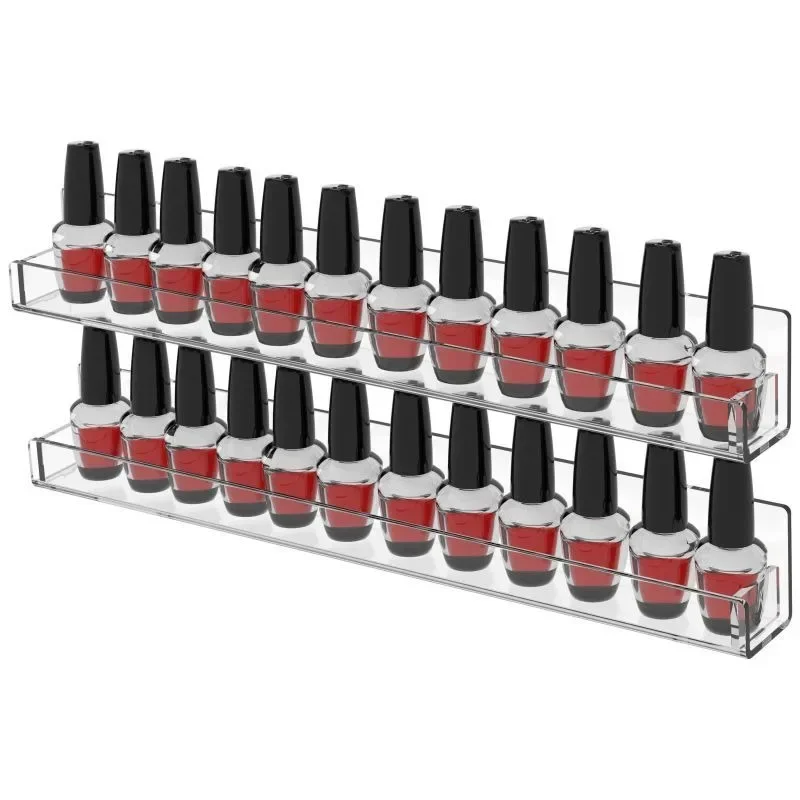 1/4 Layer Nail Polish Display Rack Transparent Acrylic Storage Holder Art Tools Lipstick Organizer Wall-mounted Shelf