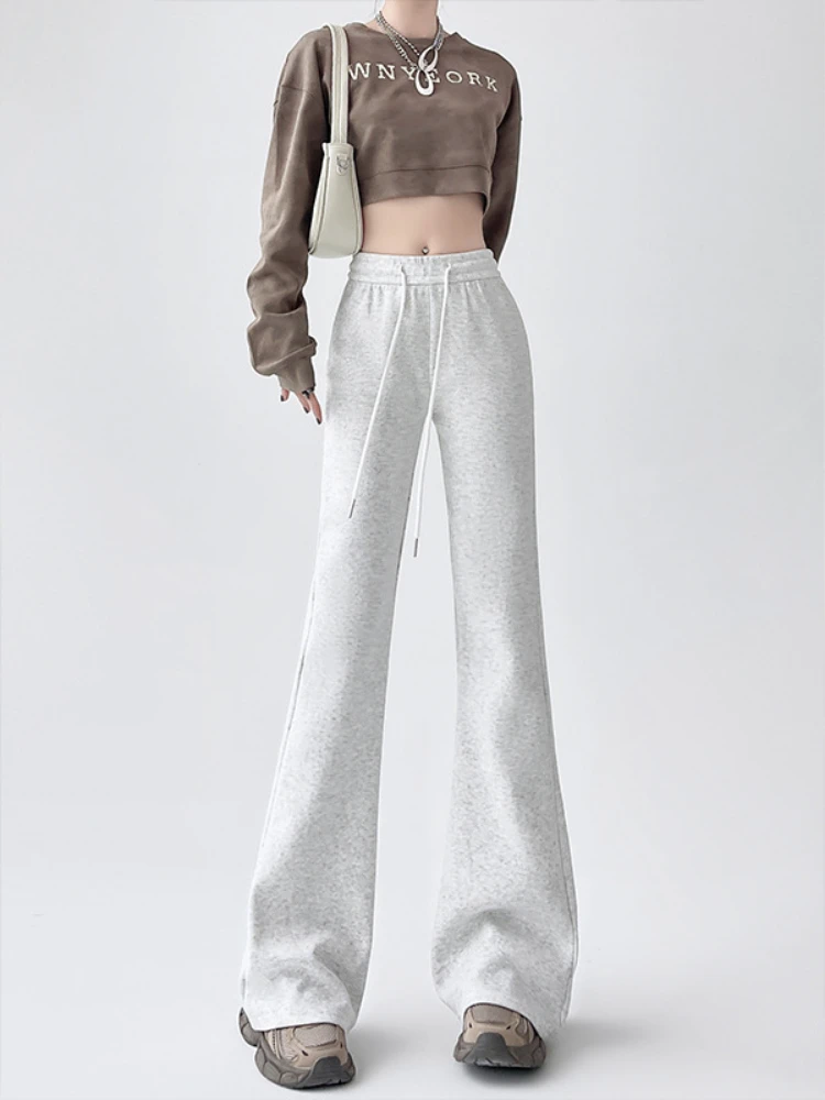 High Waisted Drooping Horseshoe Pants Fashion Women Spring Autumn Bell-bottoms 2026 New Casual Slimming Sports Sweatpants