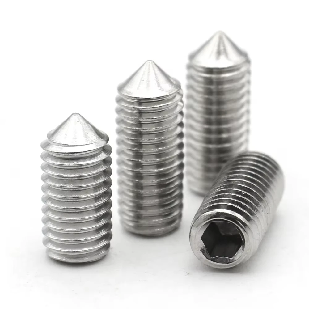 Hex Hexagon Socket Set Screw M2 M2.5 M3 M4 M5 M6 M8 M10 M12 304 A2-70 Stainless Steel Cone Point Grub Screw