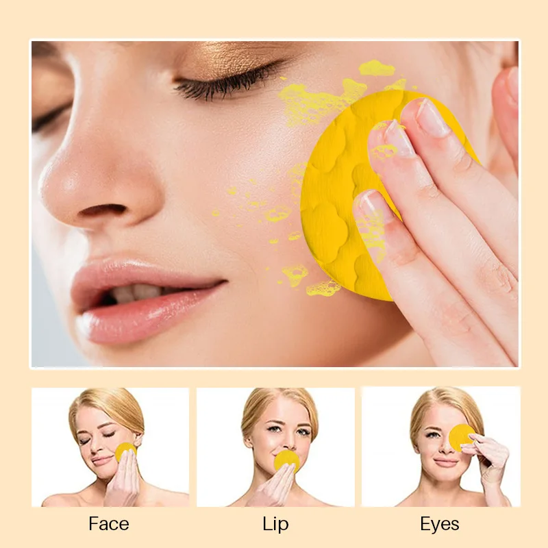 30/50Pcs Natural Cleansing Pads Turmeric Kojic Acid Exfoliating Action Fades Dark Spots Skincare Pad Facial Deep Cleanser Sponge