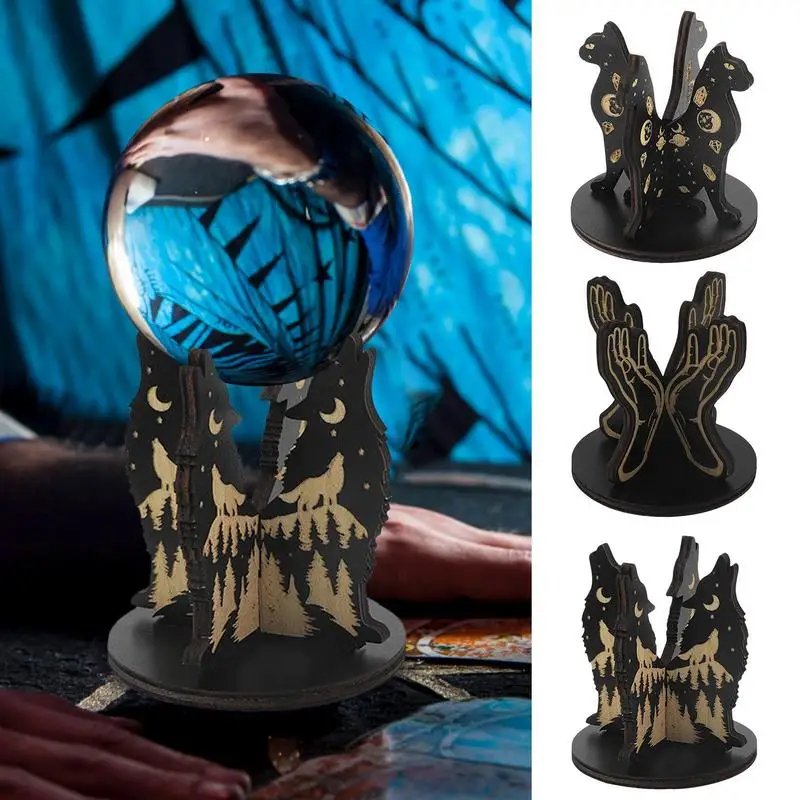 ฐานวางลูกบอลคริสตัลทรงกลมทำจากไม้รูปปั้นสัตว์ตกแต่งรูปปั้นลูกบอลคริสตัลสำหรับเครื่องประดับสำนักงานบ้าน