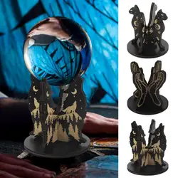 Crystal Sphere Ball Stand Wooden Pedestal Animal Decorative Figurines Statue Crystal Ball Display Base For Home Office Ornaments
