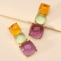 Bohemian Y2k Clear Resin Decor Dangle Drop Ring Earrings For Women Trendy Luxury Charm Party Favors Jewelry Accessories  Gift