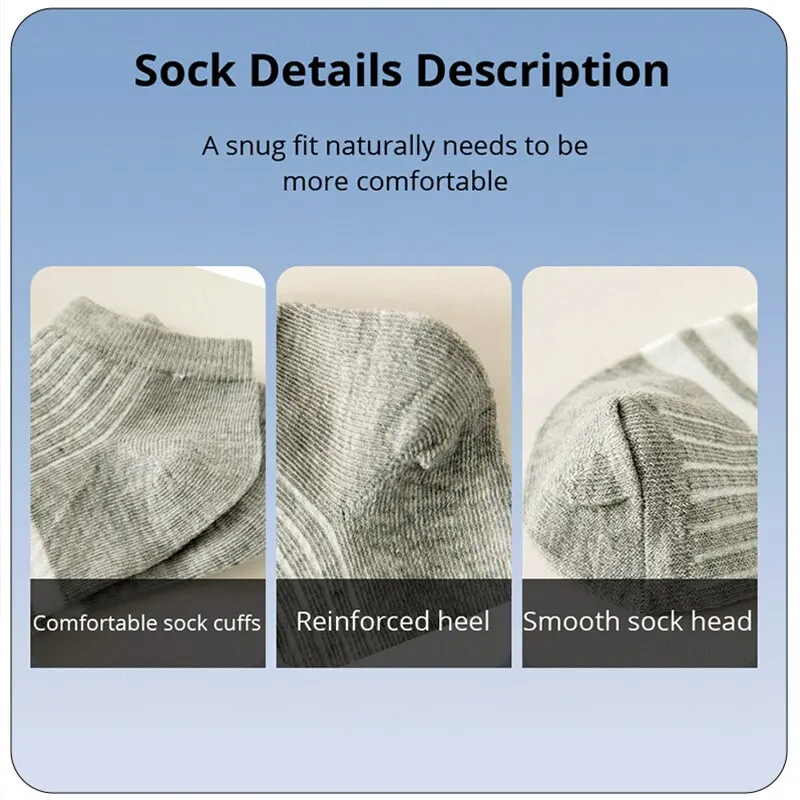 5 Pairs Of Mens Hot Selling Polyester Low Cut Short Tube Casual Socks Fashionable Spring And Summer Striped Boat Socks