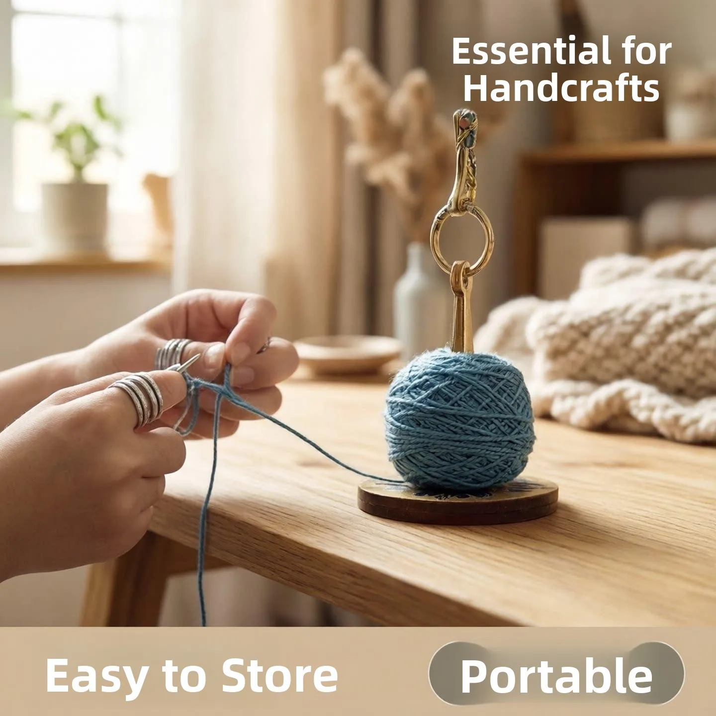 Portable Handheld Yarn Ball Winder Knitting Needle Holder Thread Spool Storage Wrist Stand Yarn Craft Accessories DIY Sewing