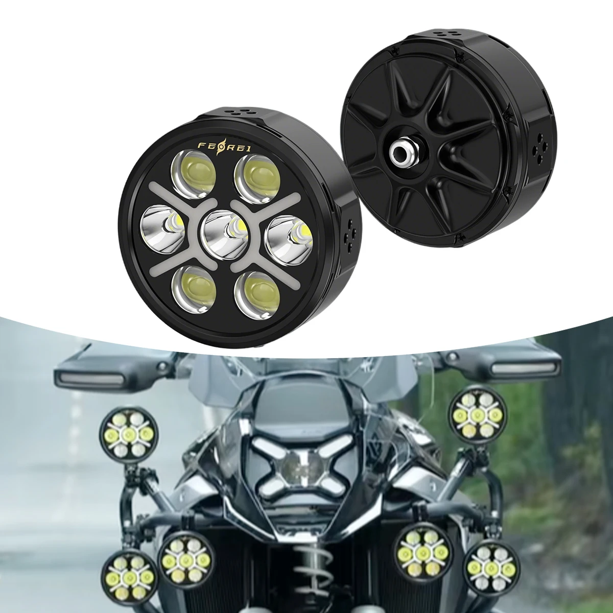 Ferei FM1300 14800LM CNC Aluminum Motorcycle LED Headlight Front Patented Quick-Release High/Low Beam Fog Lights DRL Turn Lights