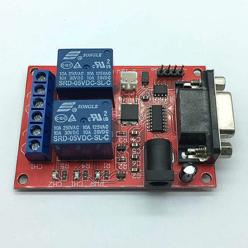 SR-104A Serial Port Control 2 Relay Modules, Delay Relay, Single-Chip Controller, Finished Board