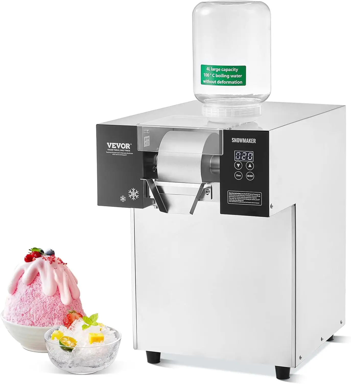 

Commercial Snowflake Ice Machine, 385LBS/24H Snowflake Ice Maker, Stainless Steel Ice Shaver Machine, Electric Snow Cone