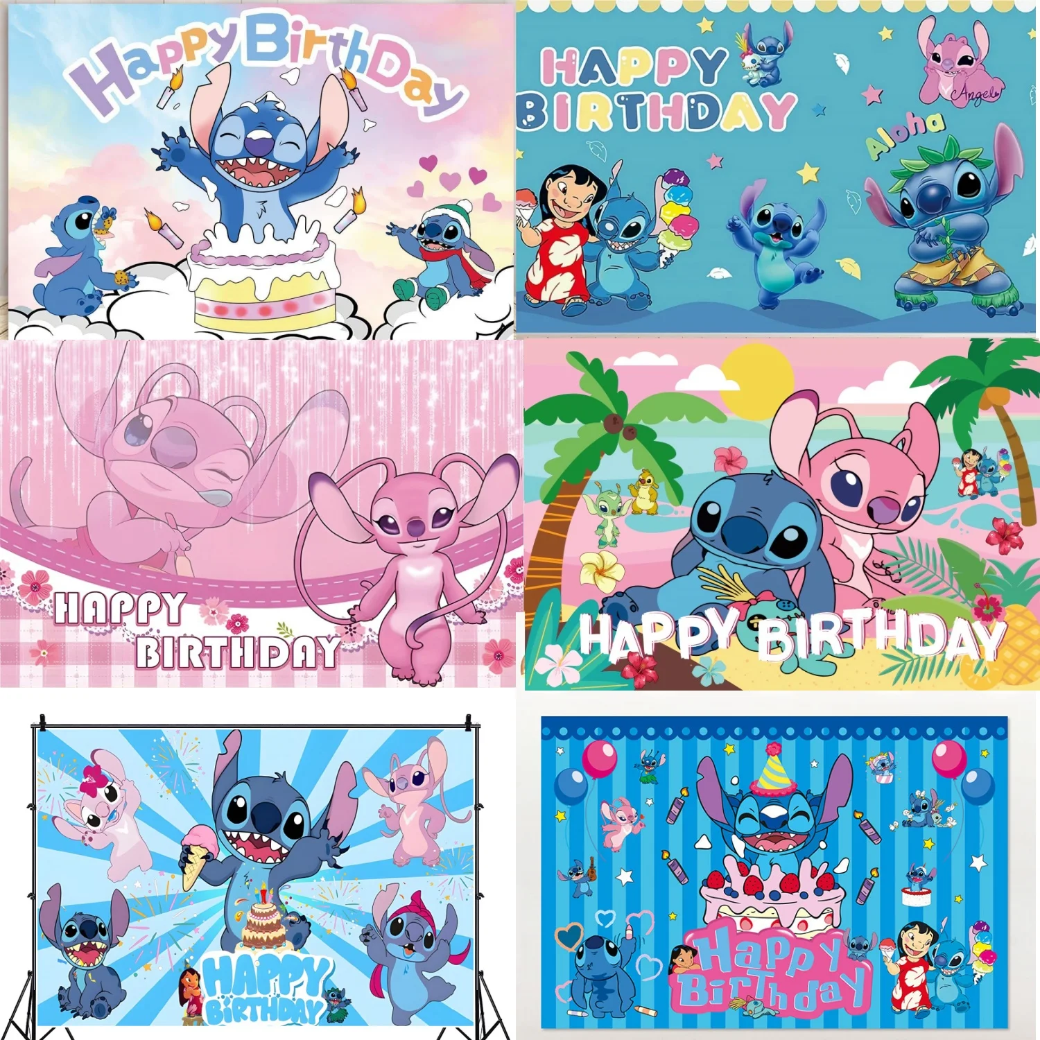 

Stitch Wall Decoration Poster Stitch en angel Backdrop Custom Name lilo and Stitch Party Backdrop Background Photo Backdrop Prop