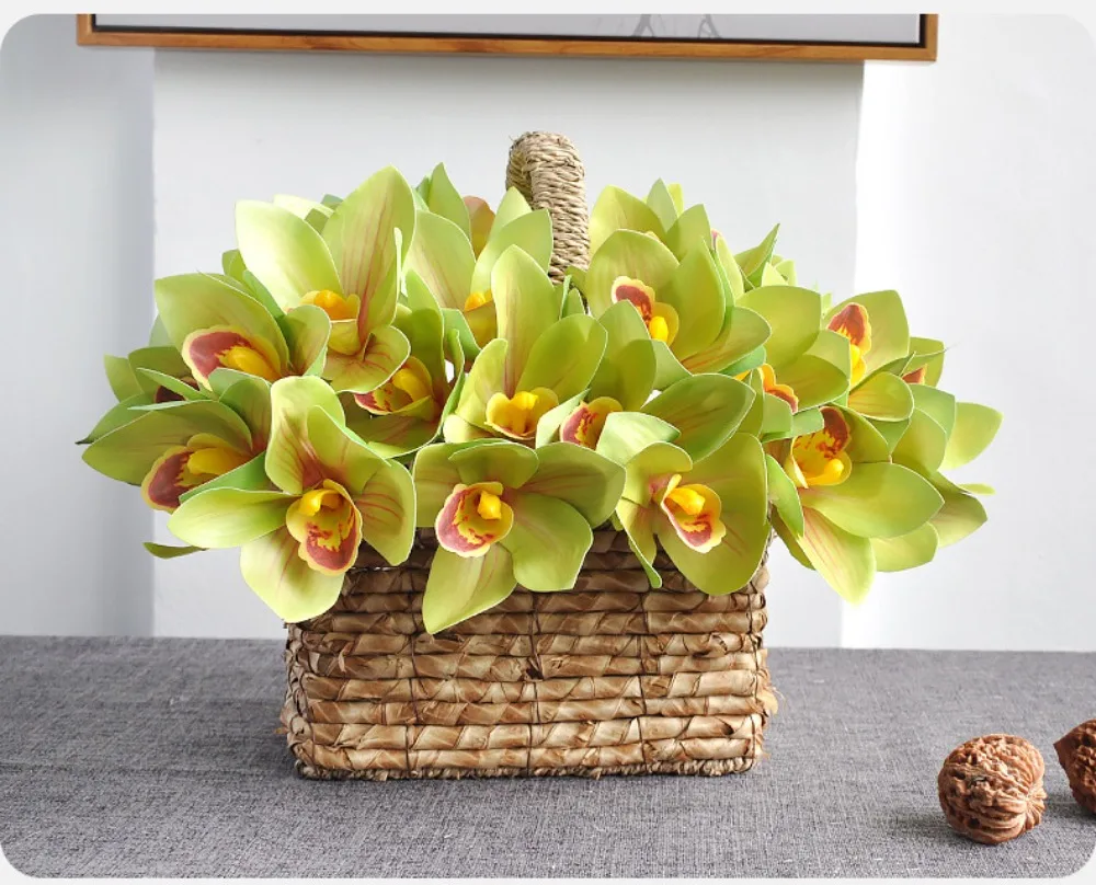 Künstliche Cymbidium-Blumen mit Echtem Touch, Magnolien, Dekorative Kunstpflanzen, Lange Zweige, Seiden-Kunstblumen – Detail 11