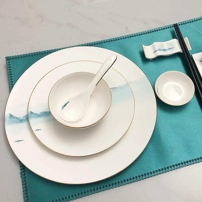 

Restaurant White Complete Tableware Set Hospitality Kitchen Food Plate Sets Free Shipping Platos De Cena Plate Dinnerware Set