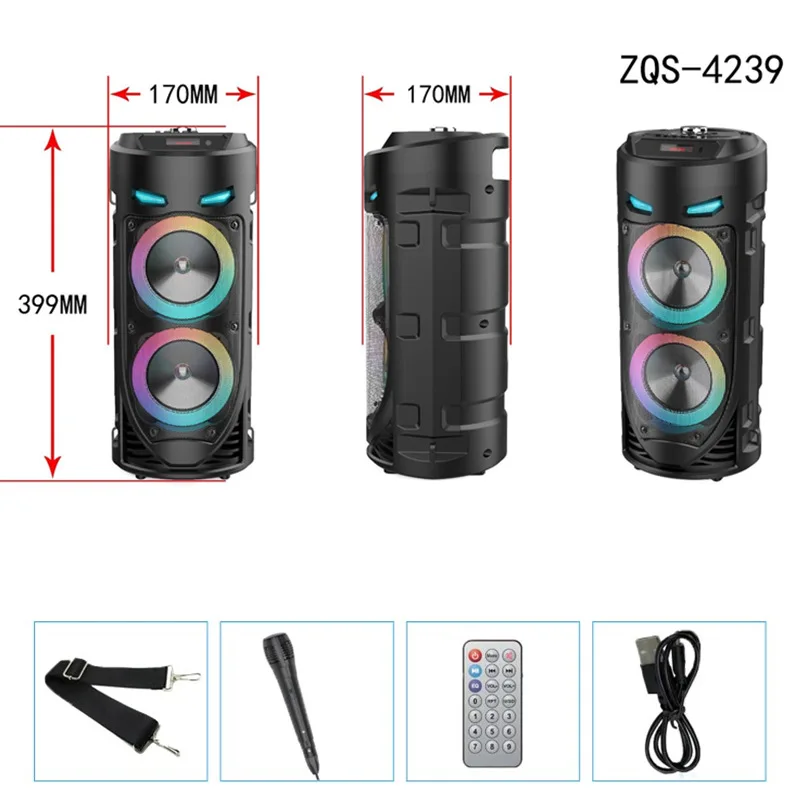 30W Wireless Column Big Power Stereo Portable Bluetooth Speaker Subwoofer Bass Party Speakers with Microphone Family Karaoke USB