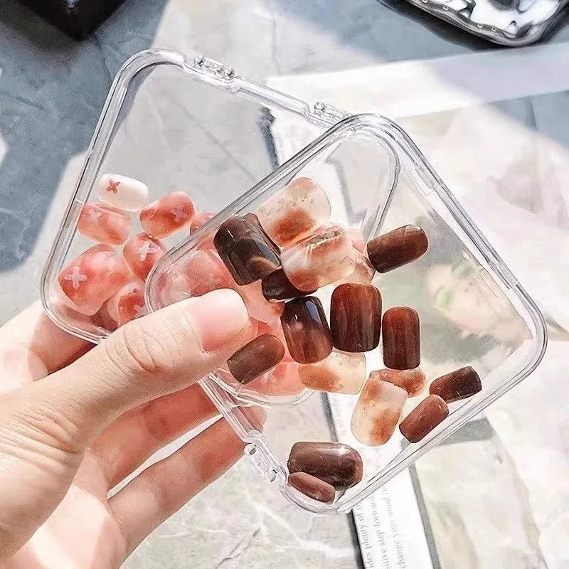 5/10/20 PCS Press-On Nail Storage Acrylic Boxes with Adhesive Sheets Transparent Nail Boxes Jewelry Storage Tool&Accessories view 6
