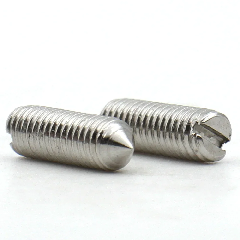 ( M2 M2.5 M3 M4 M5 M6 304 A2-70 Stainless Steel Slotted Tip Set Screw Machine Thread Cone Point Grub Screws Din553