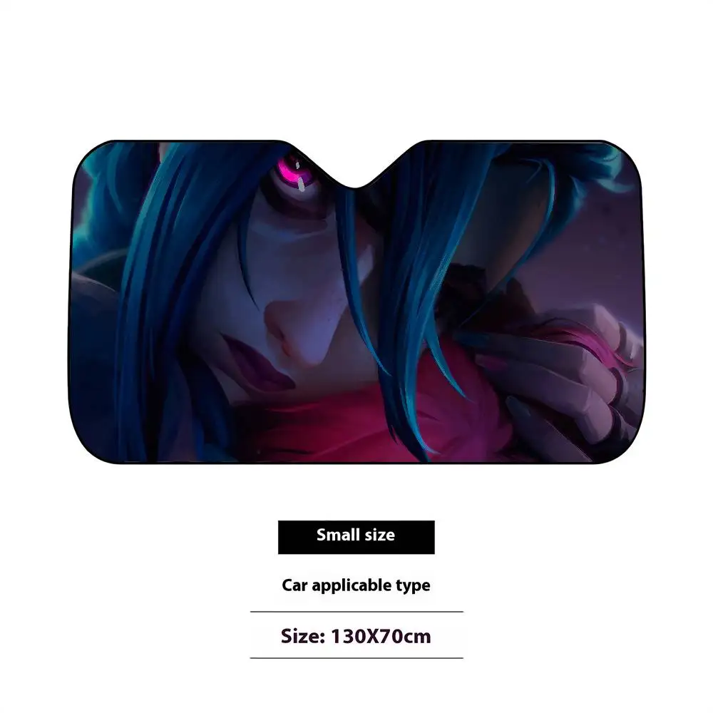 A-Arcane Jinx مظلة السيارات الزجاج الأمامي مضحك الشمس الظل طوي الأشعة فوق البنفسجية الشمس قناع حامي ظلة للنافذة الأمامية #5