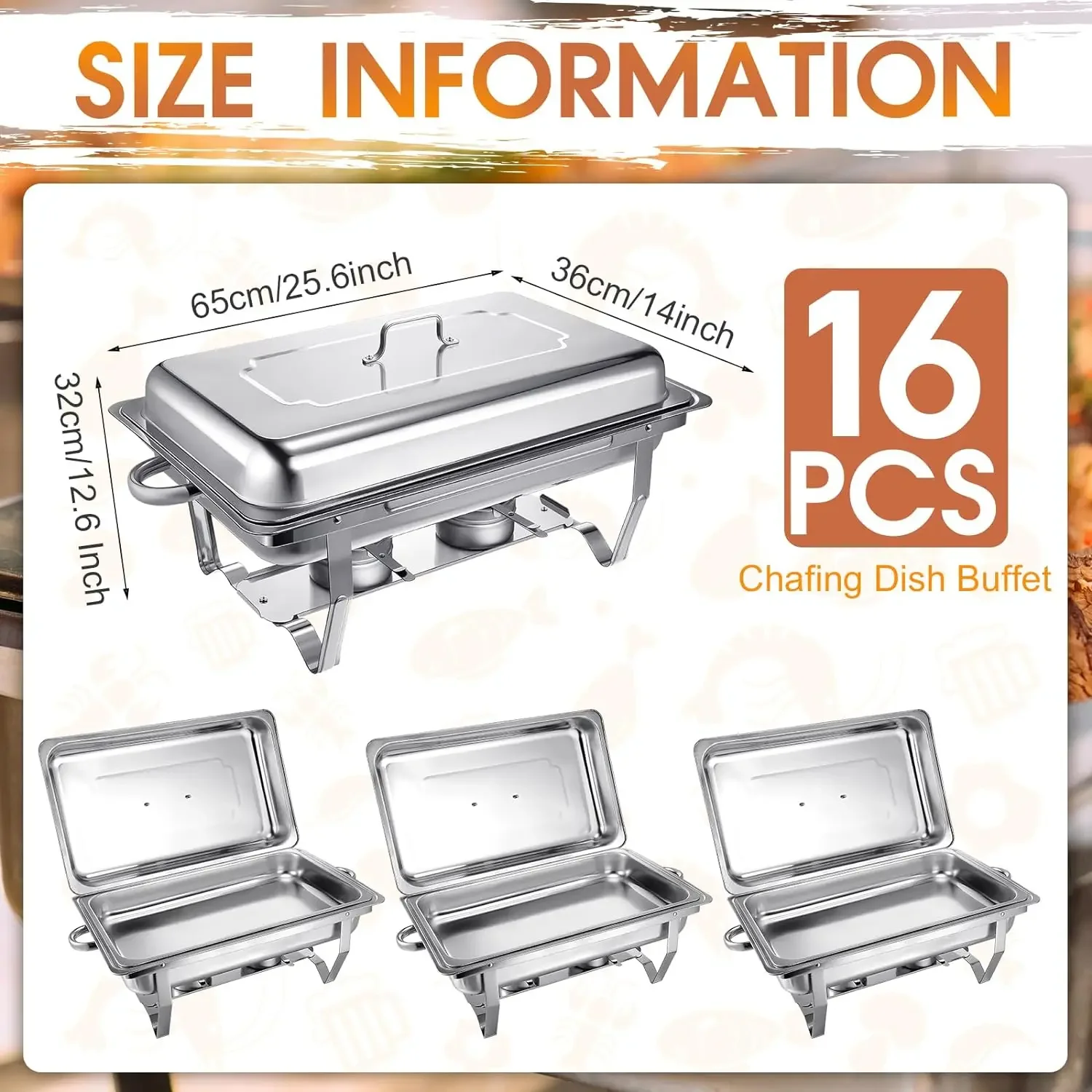 Chafing Dish Buffet Set 9 Qt Stainless Steel Chafer Set Catering Buffet Servers and Warmers with Foldable Frame,