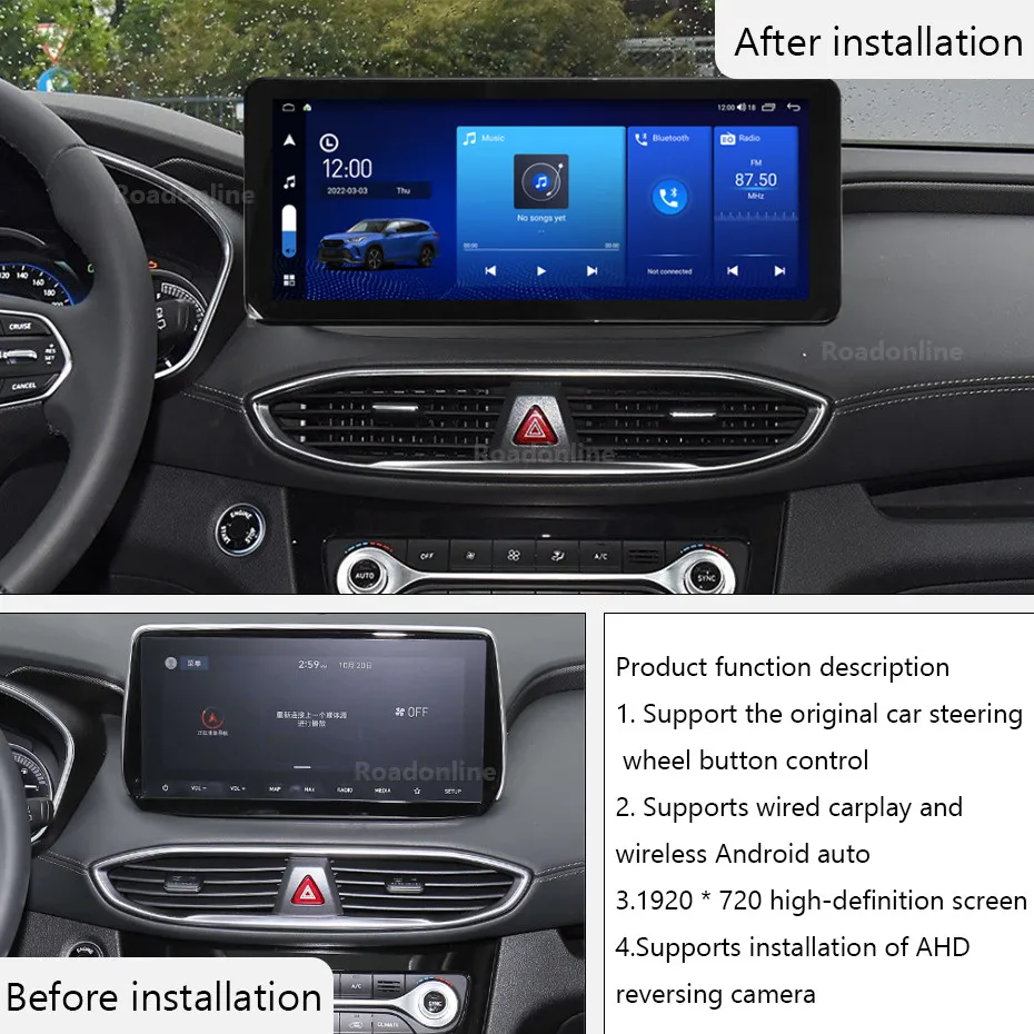 Android audio For Hyundai Santa Fe 2019-2020 Android 12 12.3inch Octa Core 8+256G Car Multimedia Player Stereo Radio