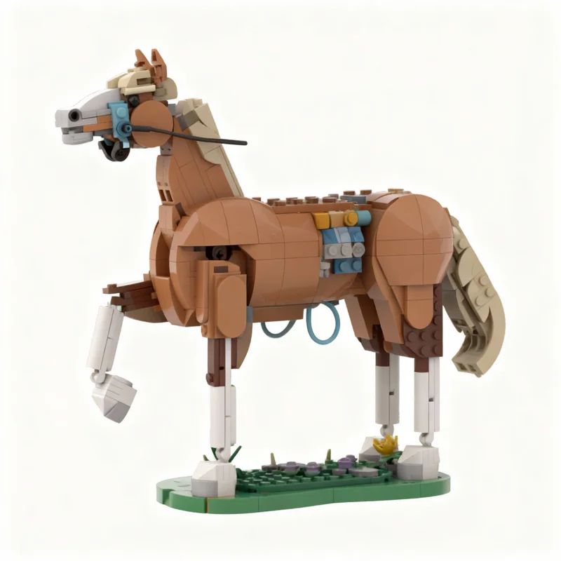 

1007PCS MOC Creative Model Horse Rider Building Blocks DIY Assembly Building Blocks Display Gift Collectible Home Home Decor Set