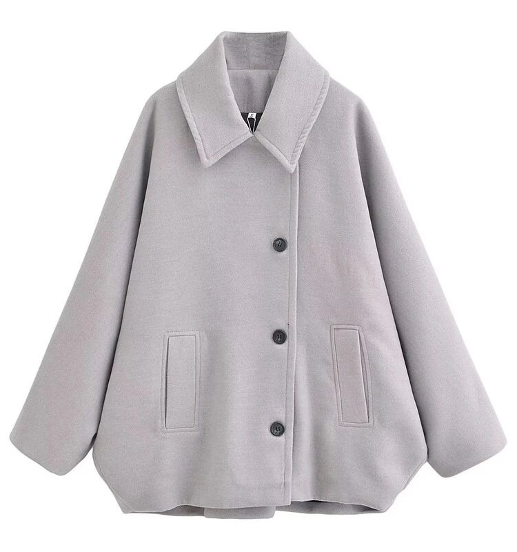 

Autumn Winter Women's Faion Wool Blend ort Coat Versatile Outerwear Commute Sle Long Sve Regular Length