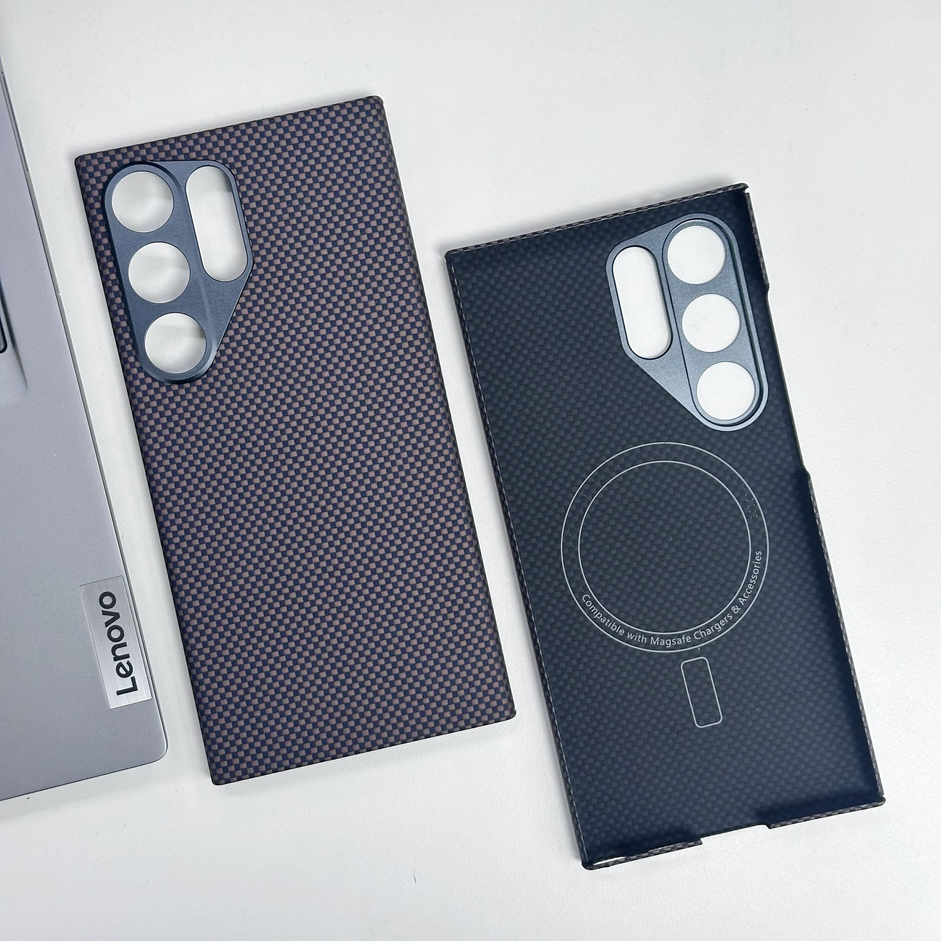 Luksusowe etui z prawdziwego włókna węglowego do Samsunga S24 Ultra, magnetyczna obudowa z aramidu 600D kompatybilna z MagSafe, ultracienka, wysokiej jakości. — zdjęcie produktu 4