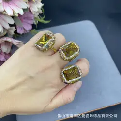 Rectangle Turkish sultan stone stone ring European and American design e-commerce jewelry