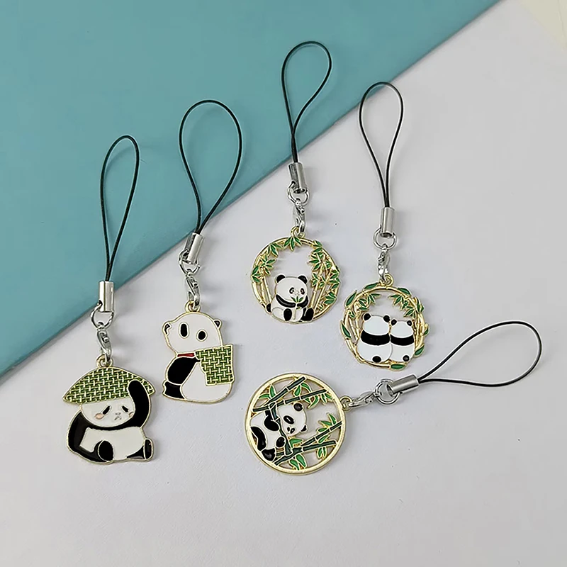 Fashion Chinese Style Cute Panda Keychain For Women Drop Glaze Bamboo Leaf Gold Color Keychian Bag Key Pendant Jewelry Girl Gift