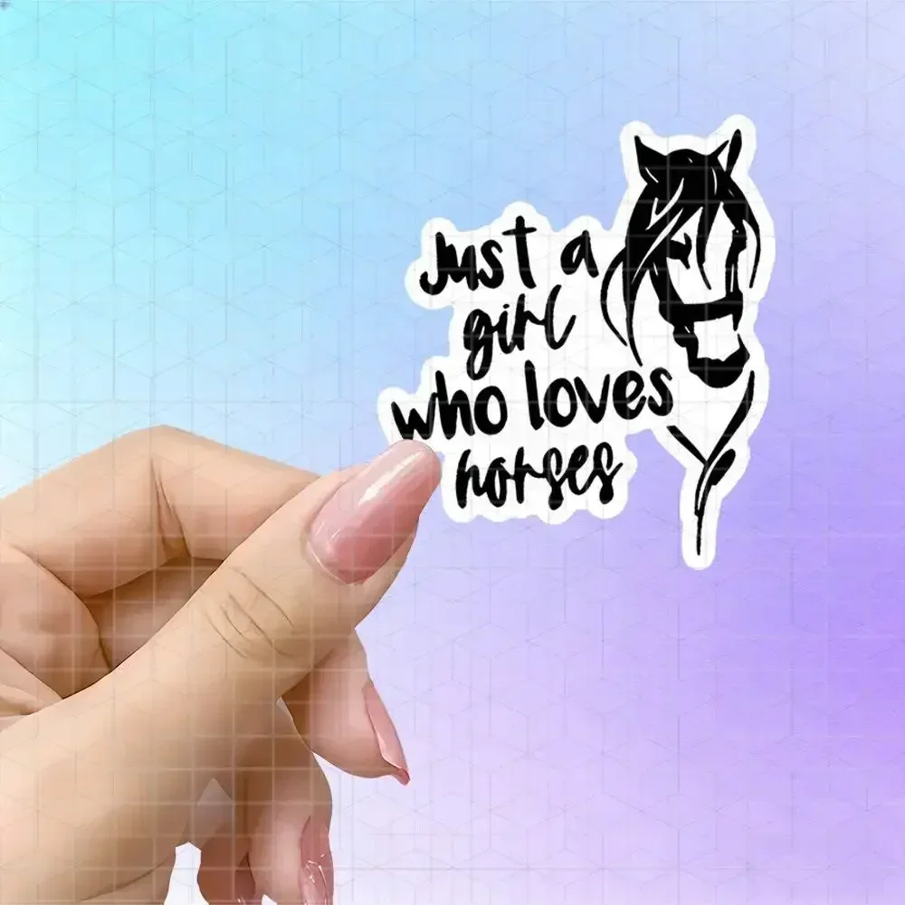 Just A Girl Who Loves Horses Line Art Vinyl Sticker Matte Decal For Equestrian Gear Water Bottle Notebook Horse Lover