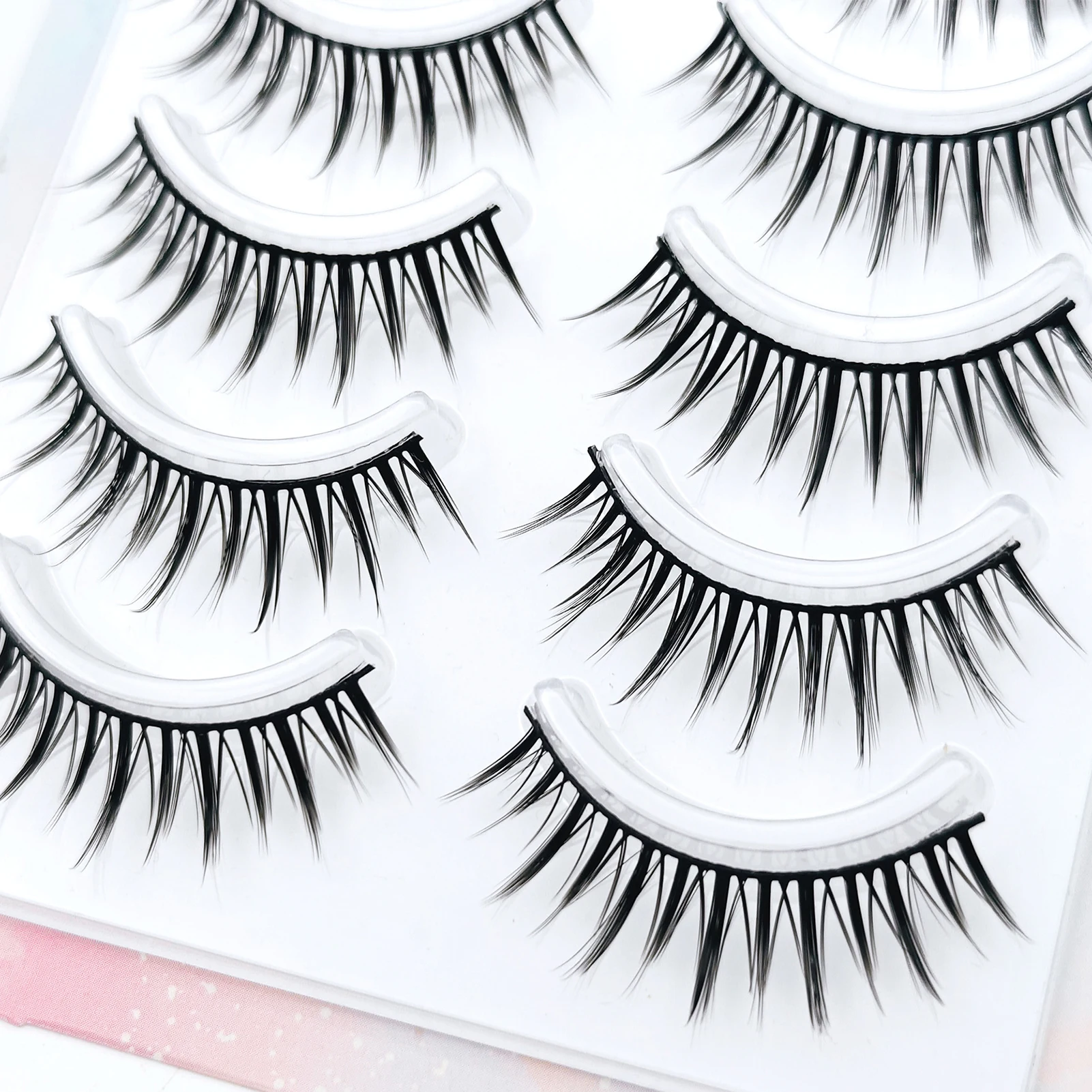 Pestañas postizas de banda negra, tira completa gruesa, pestañas largas de volumen esponjoso para Cosplay y uso diario con diseño de pestañas cruzadas