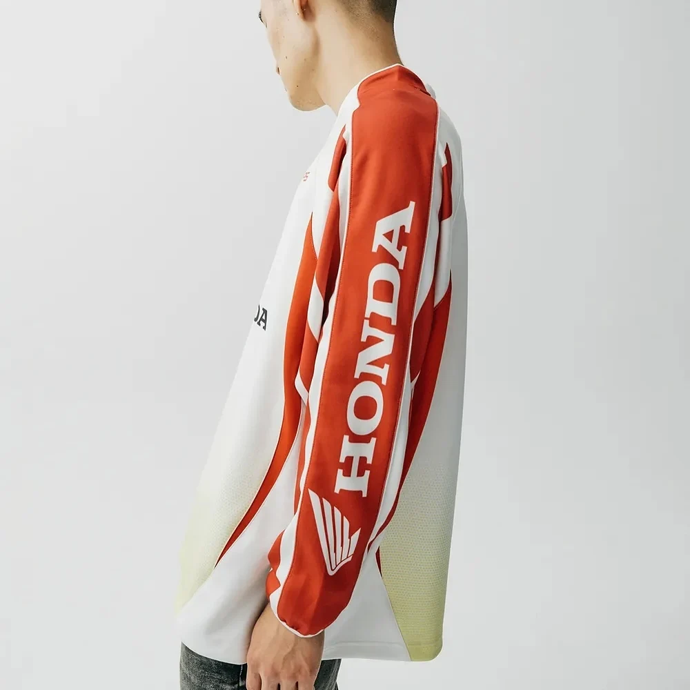 Honda 2025 Long Sleeve Motorcycle Jersey Breathable Dirt Bike Riding Shirt Comfortable Off-Road Racing Top for Motorcyclists