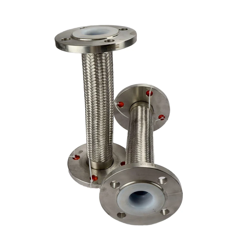 Flexible Metal Braided Expansion Joint PTFE Lining Premium Bushing Pipe Fittings for Oil Water Gas 10mm-30mm Weld Head Casting