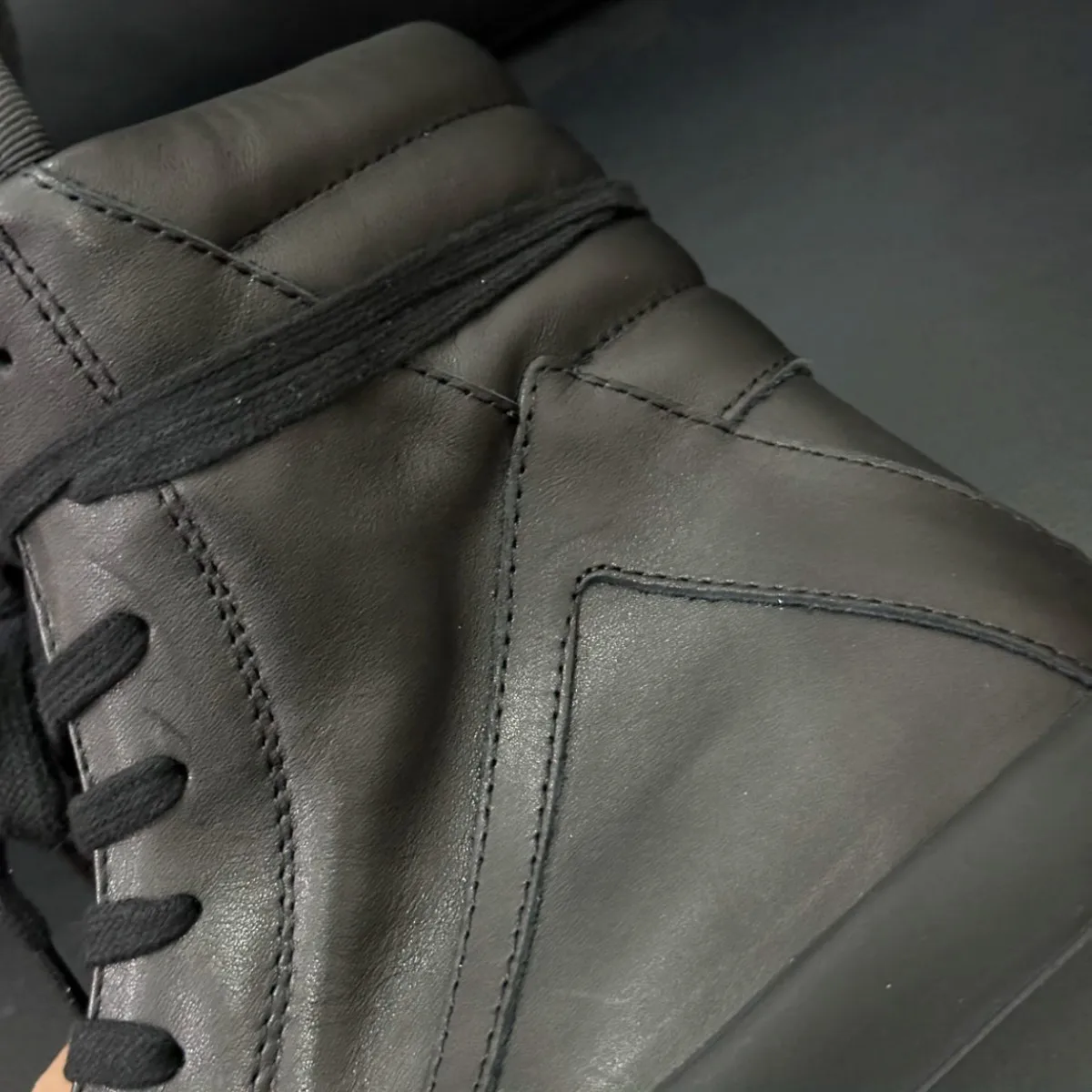 Ro Classic Designer Men Shoe Women Sneaker Full Black Leather Ankle Boot High Top Casual Shoes Zipper 6cm Thick Sole Boots