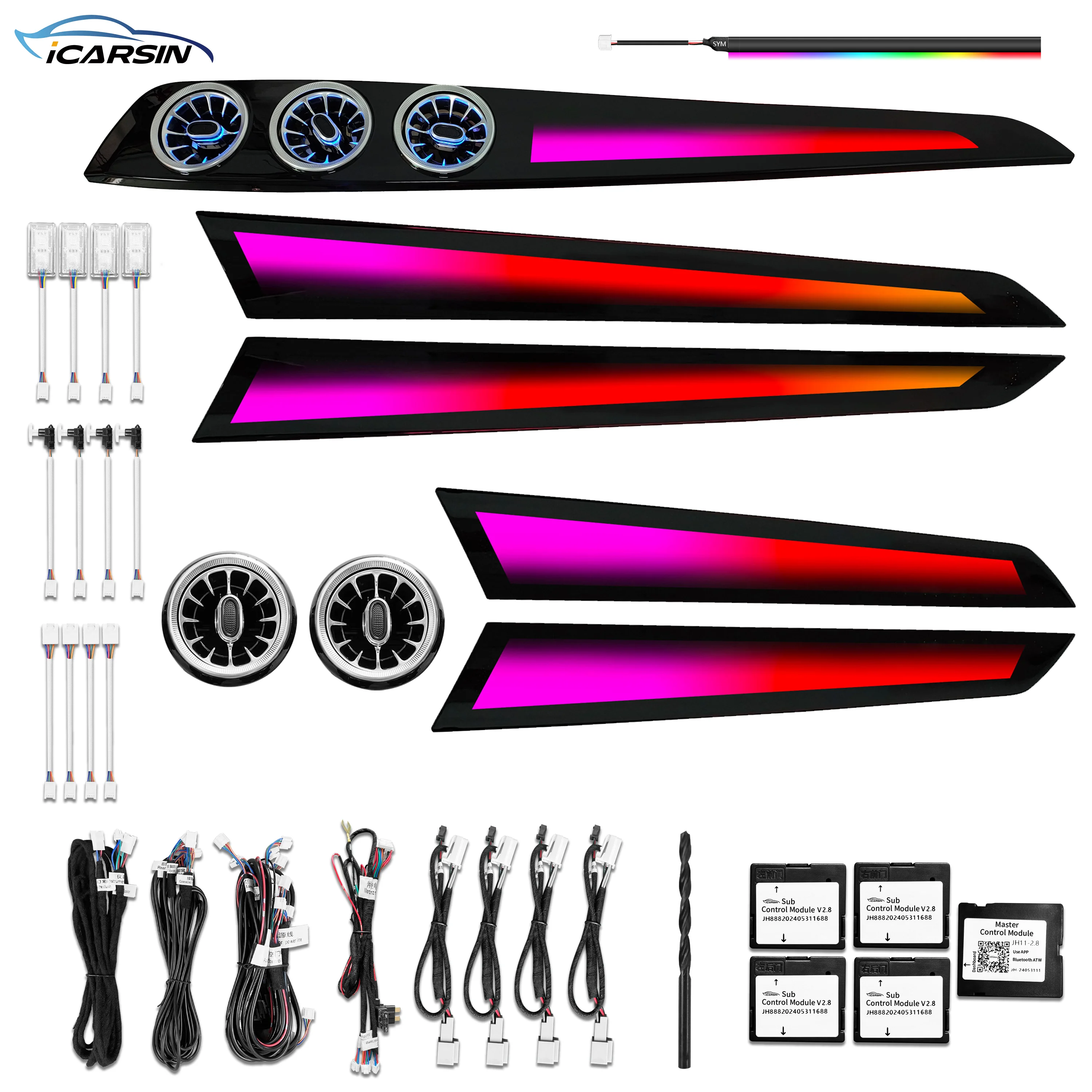 ICarsin Dynamic Ambient Light For Mercedes W204 C Class 2008-2014 Car Interior LED Light Upgrade Accessories Kit