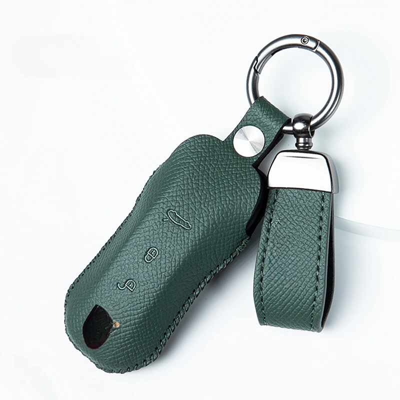 

Suitable for Porsche Taycan Macan Cayenne Simple Style Leather Car Remote Key Case Cover Anti Scratch and Wear-resistant