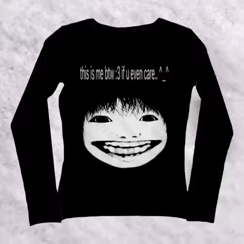 Aesthetic Long Sleeve T-Shirts from the 2000s - Gothic Harajuku Graphic Tees for Girls