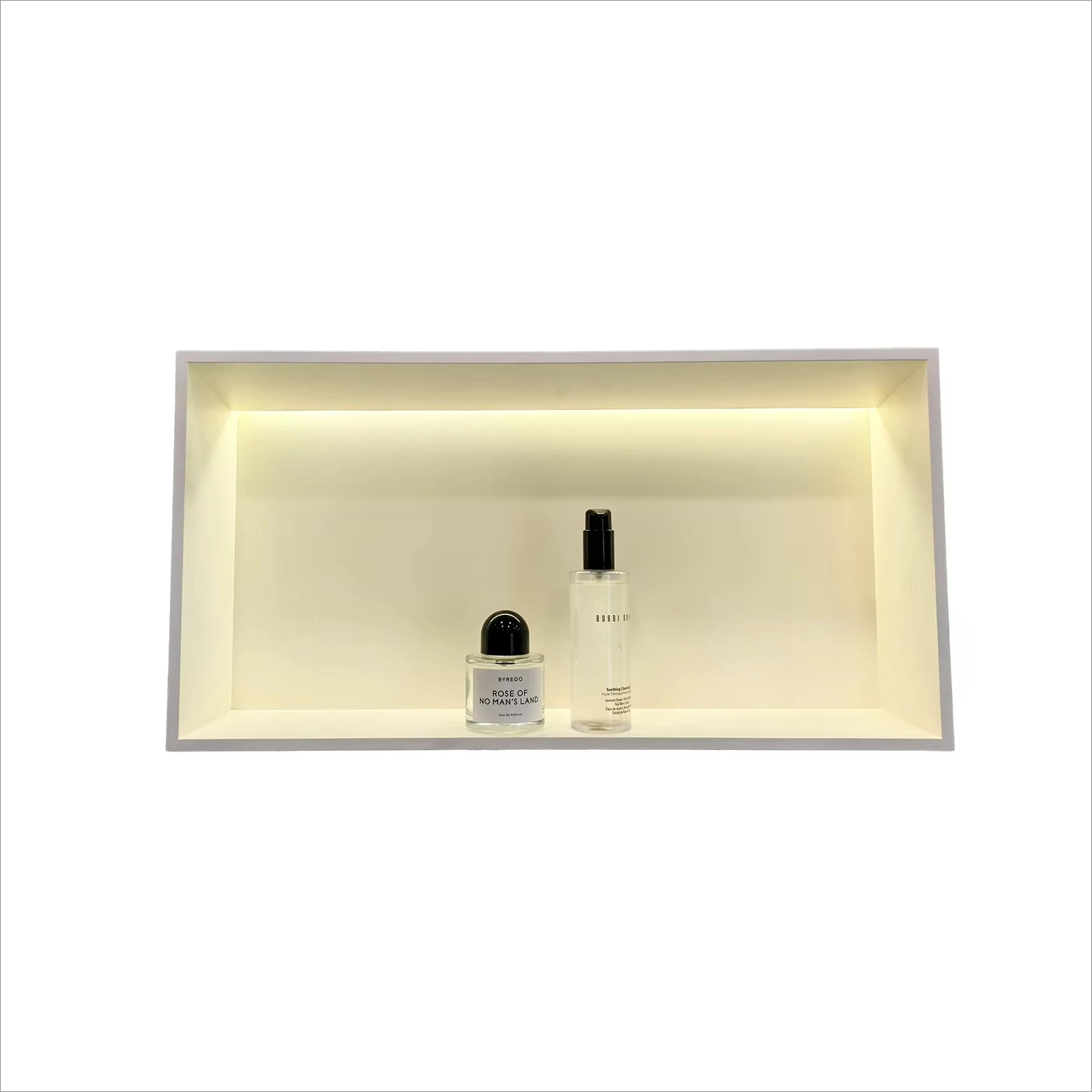 Wall Mounted 304 Stainless Steel Shower Niche with LED Light Milky Recessed Bathroom Shelf Shower Niche Lighting
