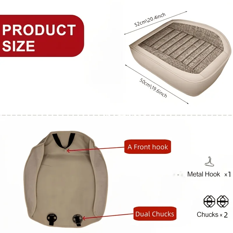 1PC Universal Car Front Seat Base Pad for All Seasons, Thickened & Reinforced Wear-Resistant Car Seat Cover, Fixed with Non-Slip Buckles to Prevent Shifting, 3D Fitting for Most Household Commuter Vehicles