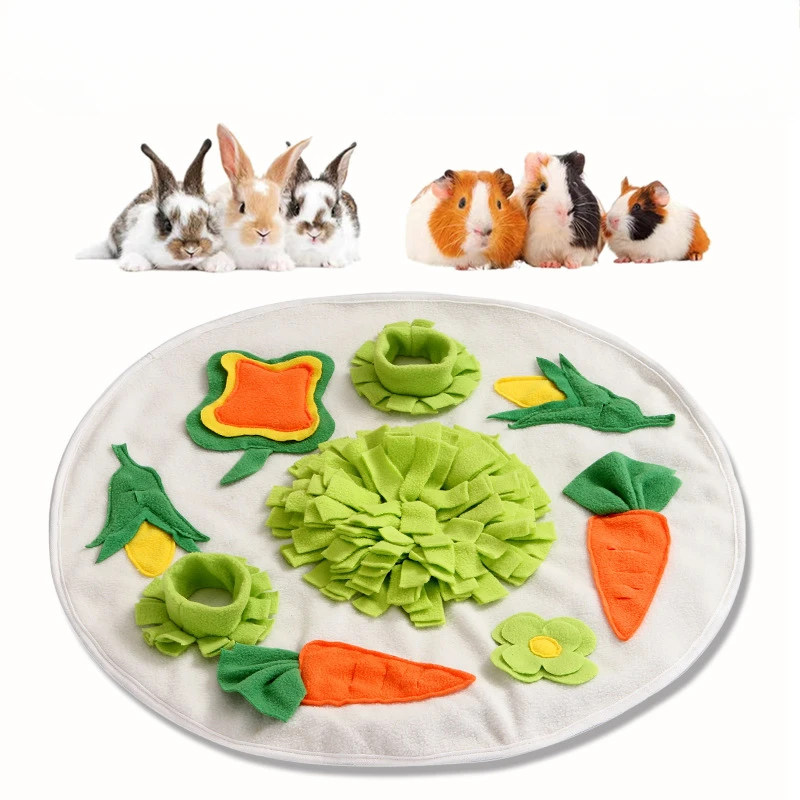 Rabbit Guinea Pig Foraging Mat Relieves Emotions Totoro Rabbit Circular Smelling Mat for Small Animals Chew Toys