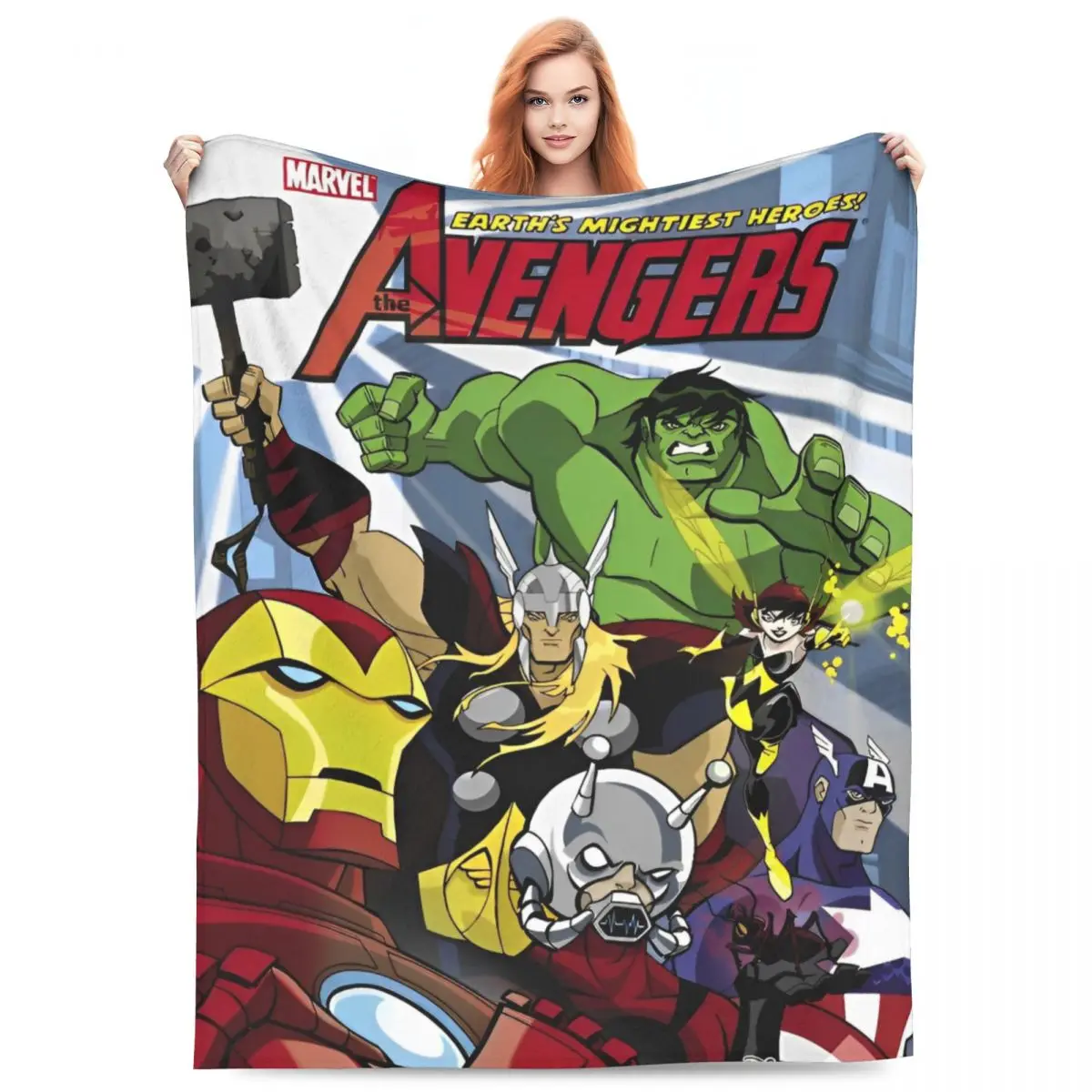 Warm Soft Blankets Picnic Avengers Marvel Assemble Throw Blanket Flannel Bedspread For OutdoorStreet Trend Sofa Bed Cover