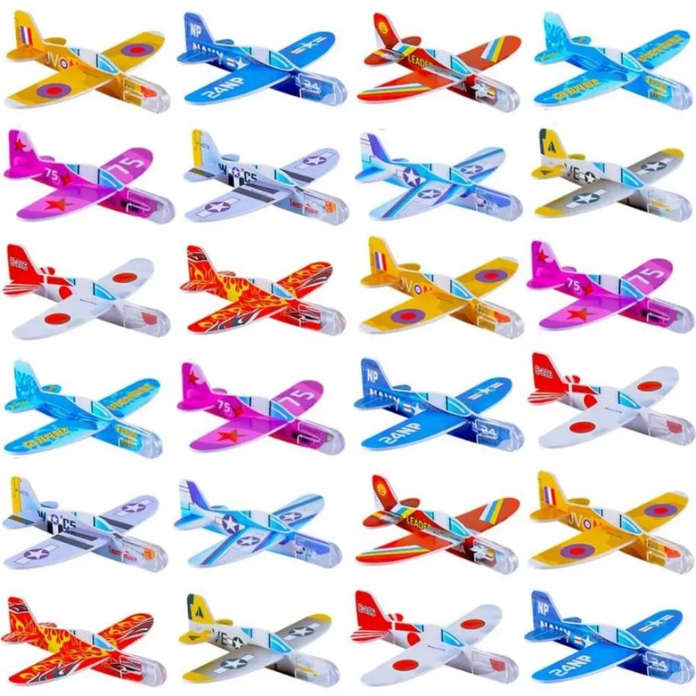 

10Pcs EVA Foam Glider DIY Assembled Parent-Unisex Interaction Outdoor Airplane Multicolors Paper Planes