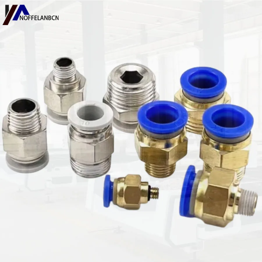 Pneumatic quick copper connector PC8-02 threaded straight through 4-M56-01/10-03/12-04 white tracheal quick insert