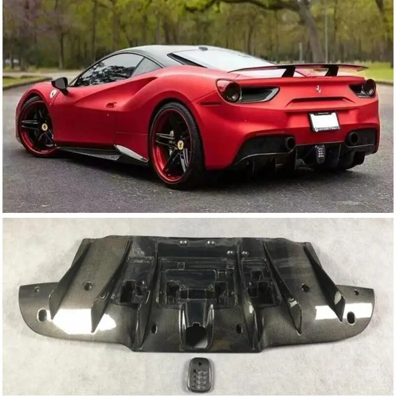 

For Ferrari 488 High Quality REAL Carbon Fiber Rear Diffuser Bumper Lip Splitters Kit Spoiler