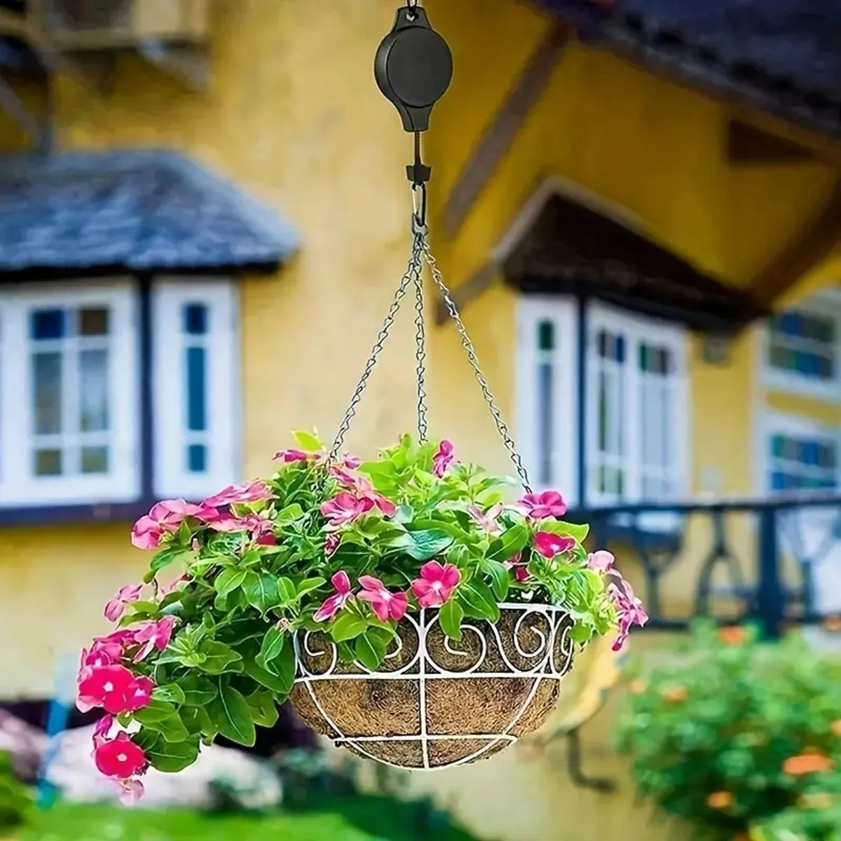 Pulley Retractable, Hanger Plant Hook Pulley Adjustable Height Wheel For Hanging Plants,For Garden Baskets Pots & Birds Feeder